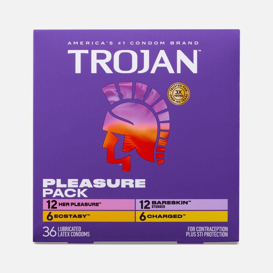 Trojan Latex Condom Pleasure Pack Lubricated, 36 ct., , large image number 0