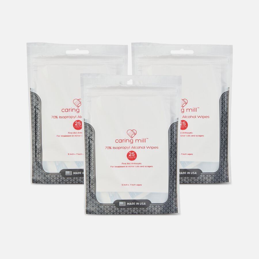 Caring Mill™ Travel Alcohol Wipes, 25 ct. (3-Pack), , large image number 0