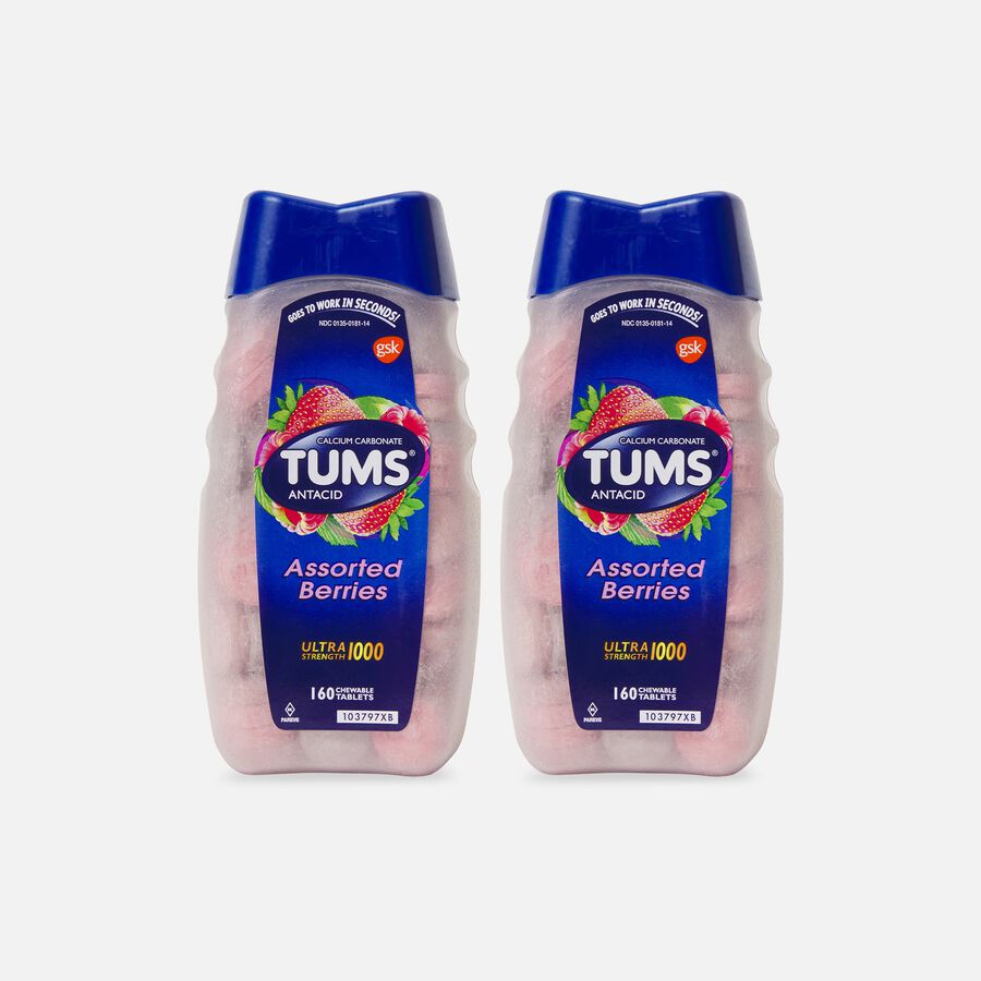 TUMS Ultra Strength Chewable Antacid Tablets, Assorted Berries, 160 ct. (2-Pack), , large image number 0