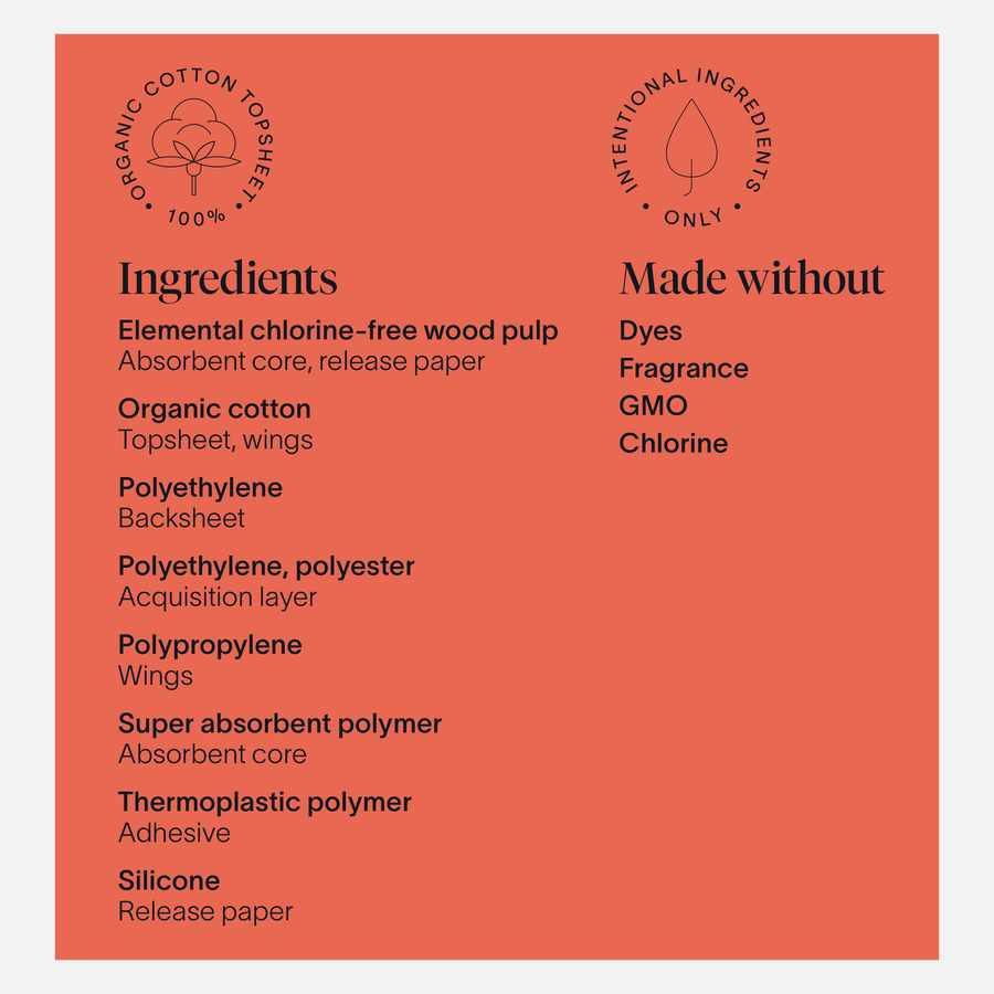 Cora Organic Cotton Ultra Thin Period Pads, Regular, 32 ct., , large image number 2