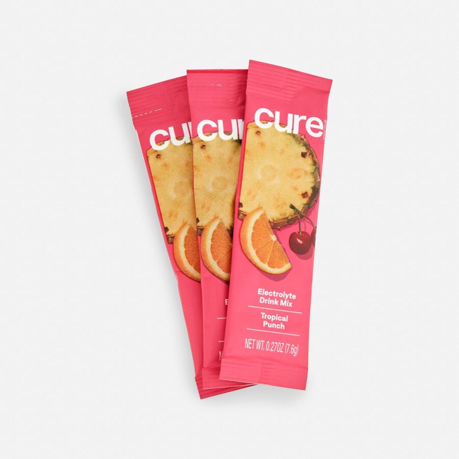 Cure Hydrating Electrolyte Drink Mix Pouches, Tropical Punch, 14 ct. (2-Pack), , large image number 2