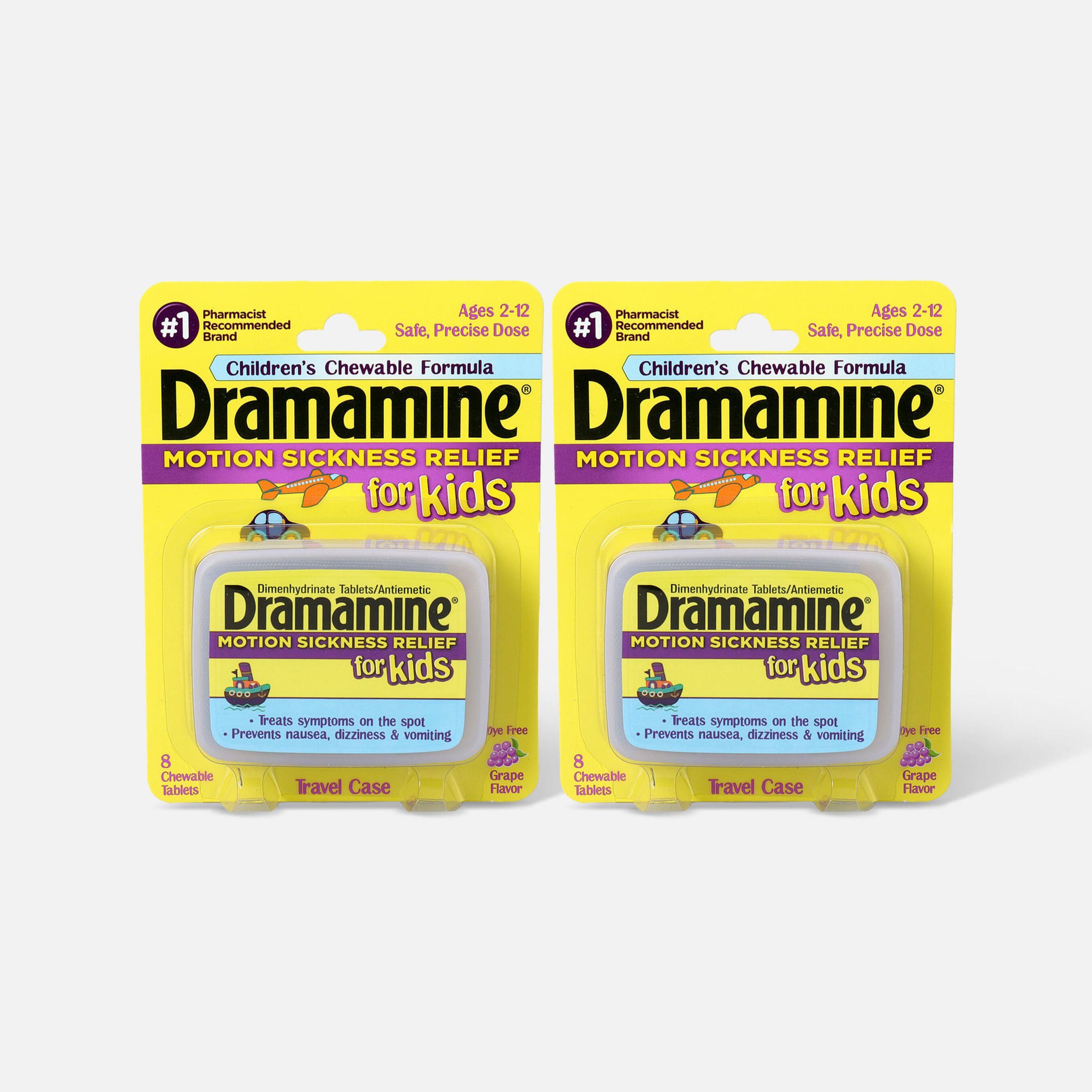 Dramamine Motion Sickness Relief for Kids, Grape Flavor, 8 ct. (2Pack)