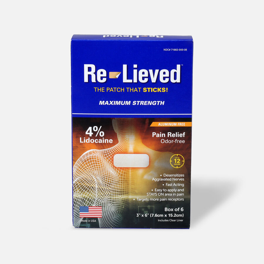 ReLieved 4 Lidocaine Pain Relief Patches, 6 ct