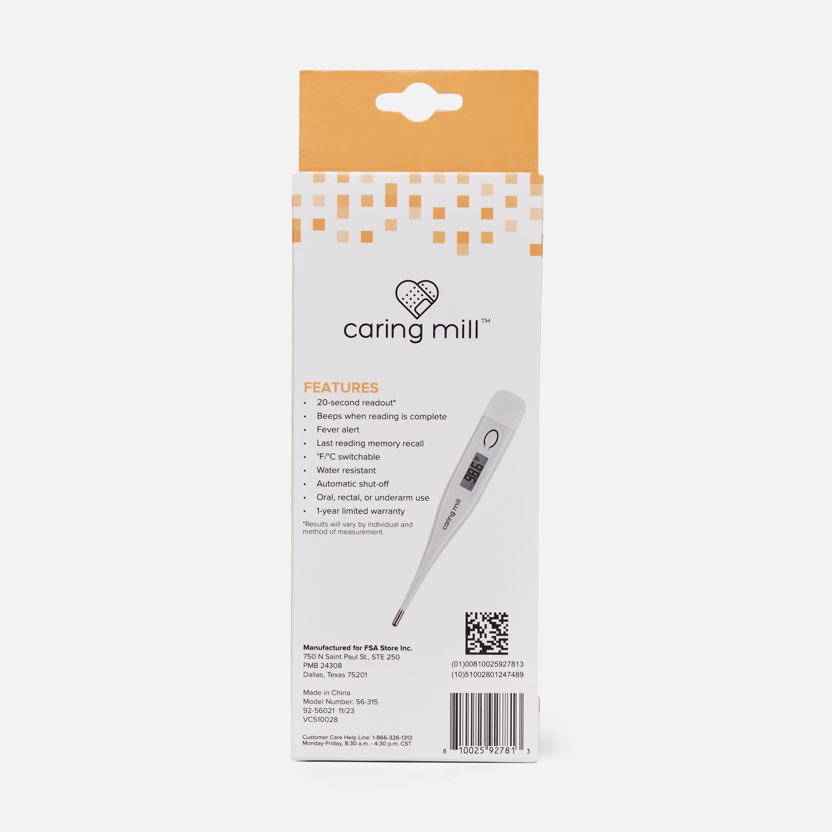 FSA Eligible Caring Mill™ Digital Thermometer with Case FSA Store