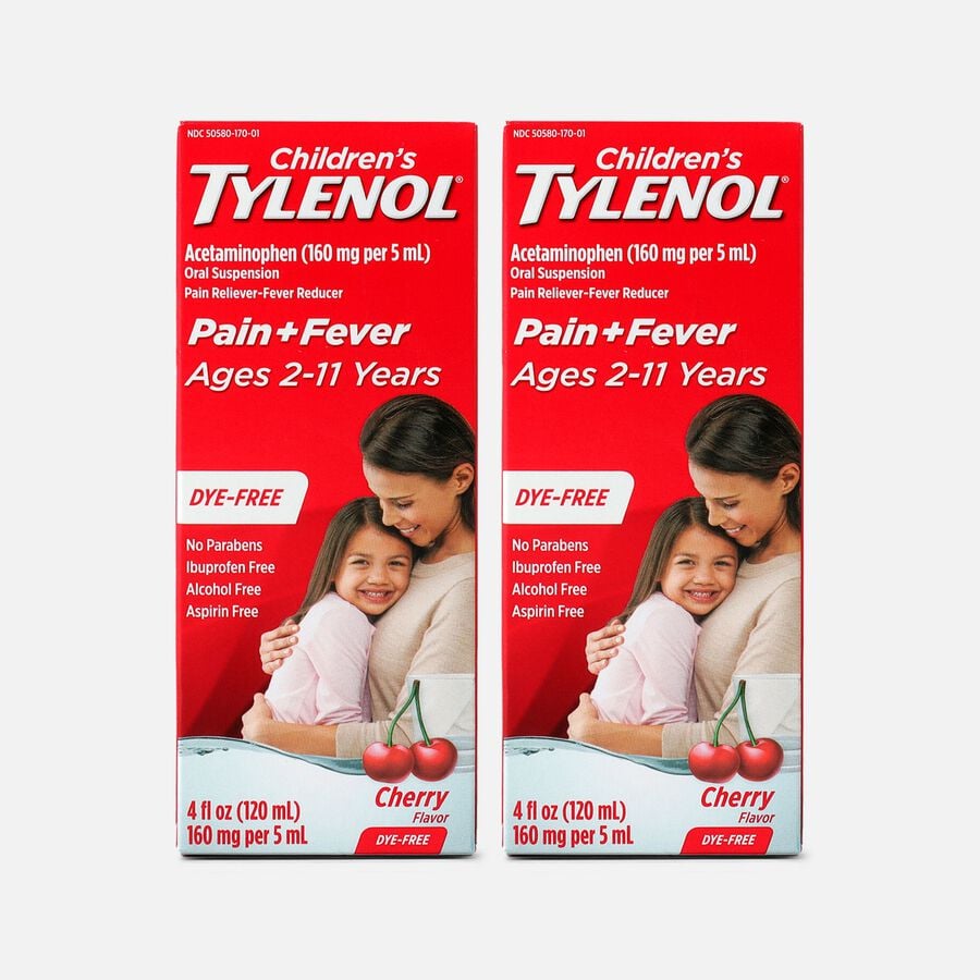 Tylenol Children's Pain & Fever Reliever Liquid, Dye-Free, Cherry, 4 fl oz. (2-Pack), , large image number 0