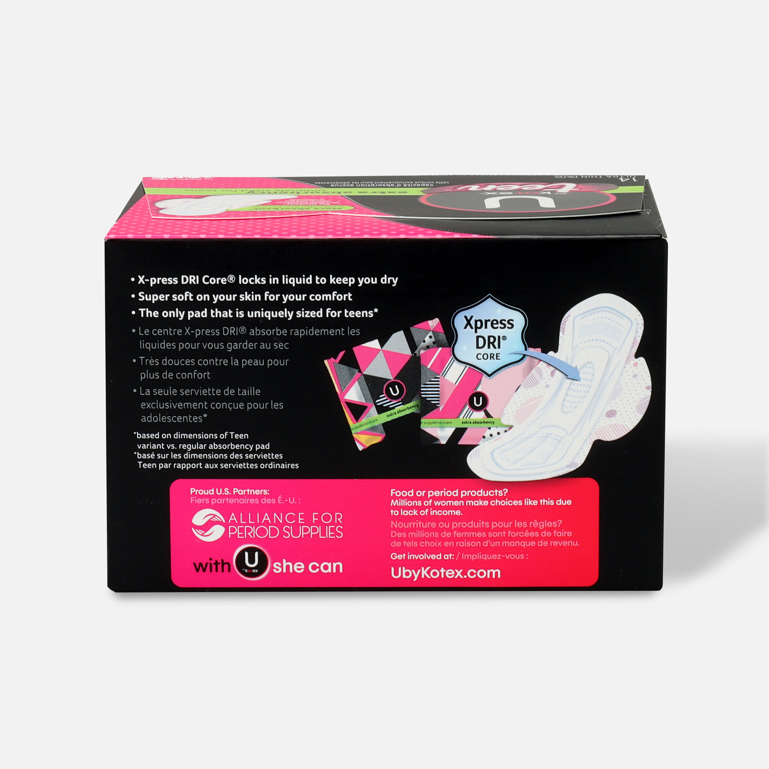 U by Kotex Ultra Thin Teen Pads with Wings, Extra Absorbency, Unscented