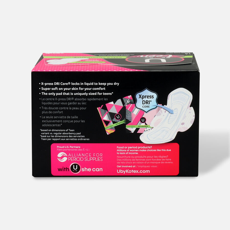 U by Kotex Ultra Thin Teen Pads with Wings, Extra Absorbency, Unscented