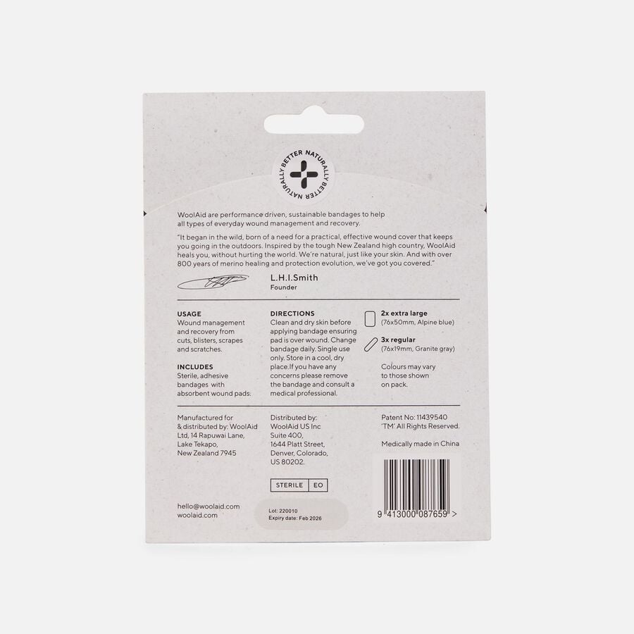 WoolAid Merino Wool Adhesive Bandages, Emergency Pack, 5 ct., , large image number 1