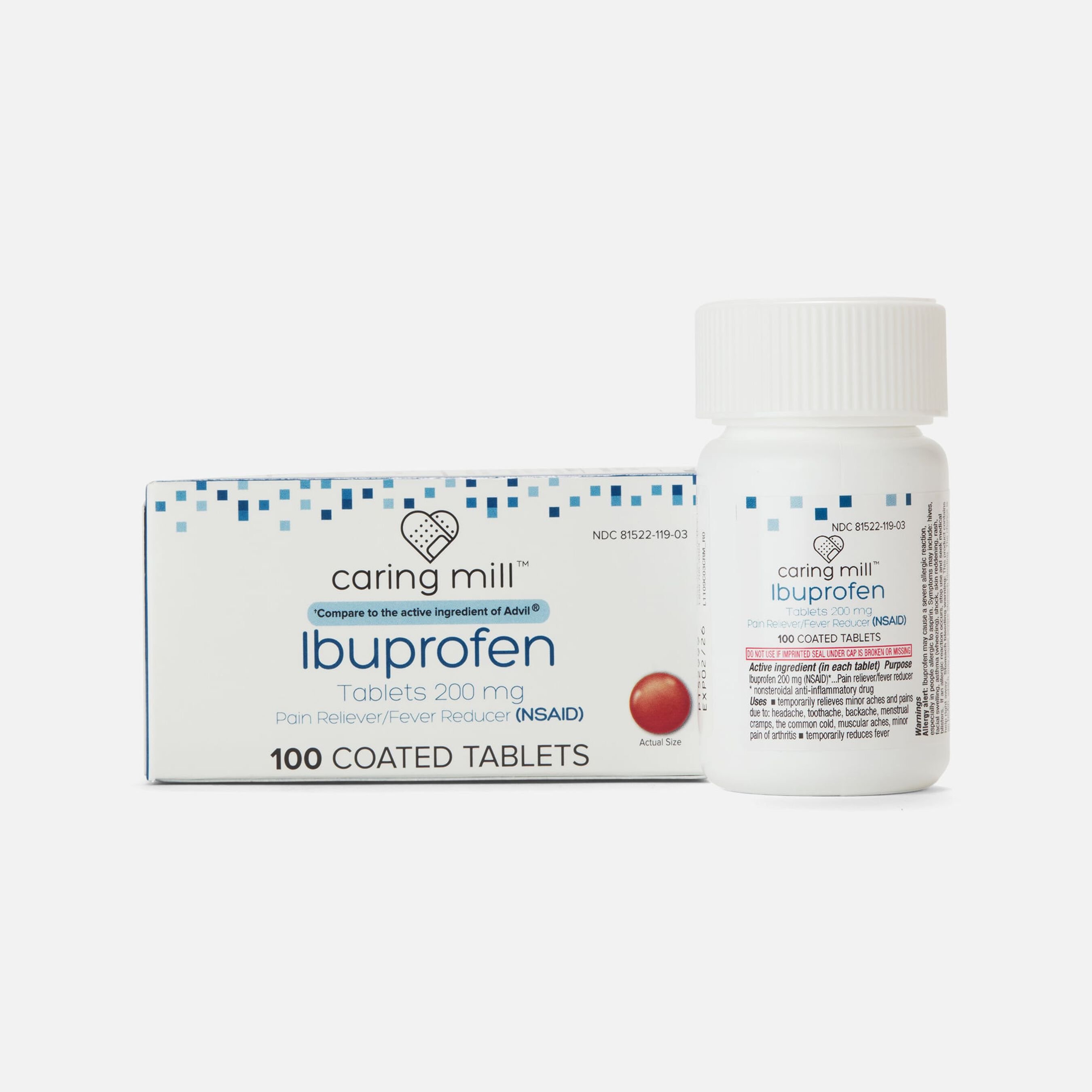 FSA Eligible Caring Mill™ Ibuprofen Pain Reliever / Fever Reducer