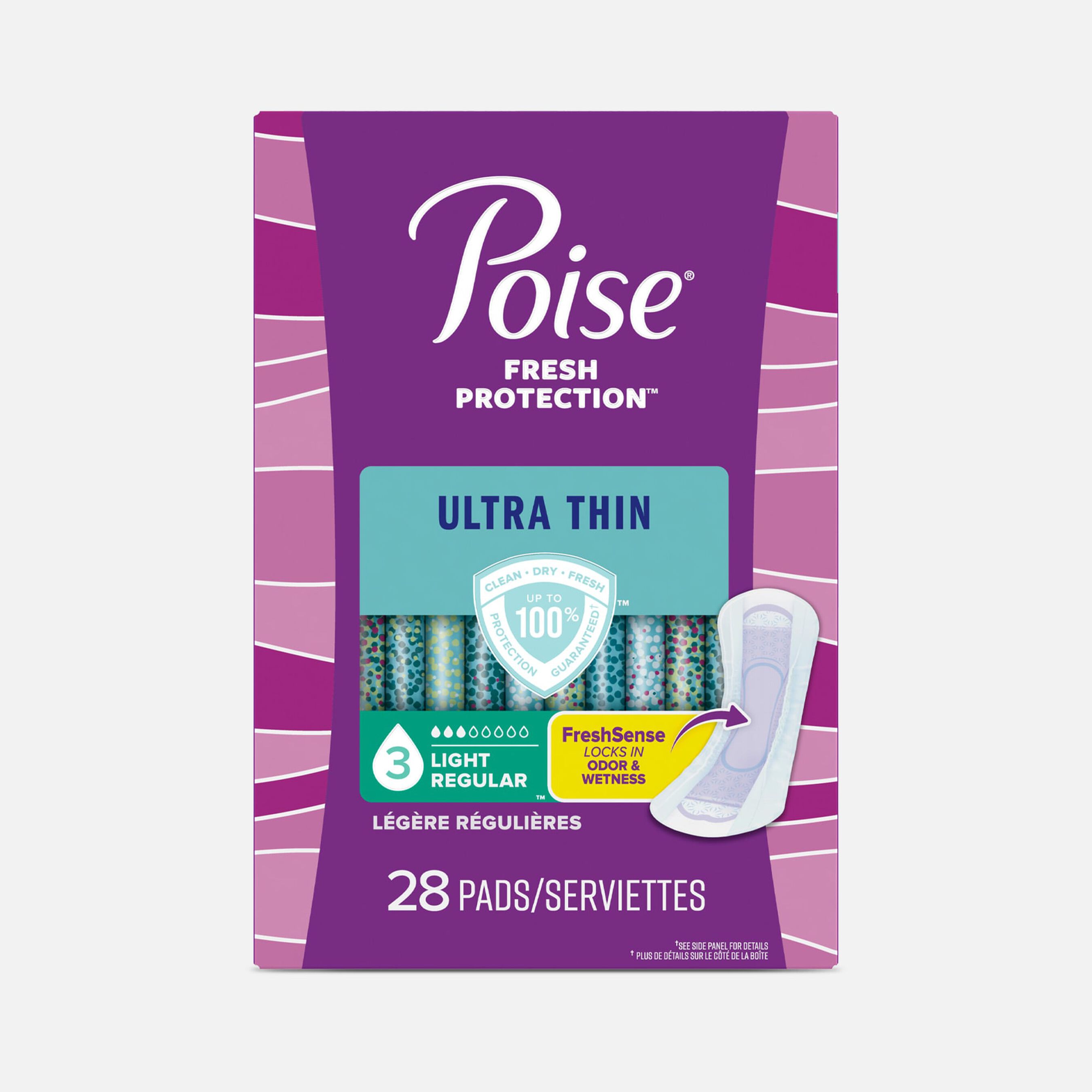 FSA Eligible Poise Ultra Thin Incontinence Pads, Light Absorbency