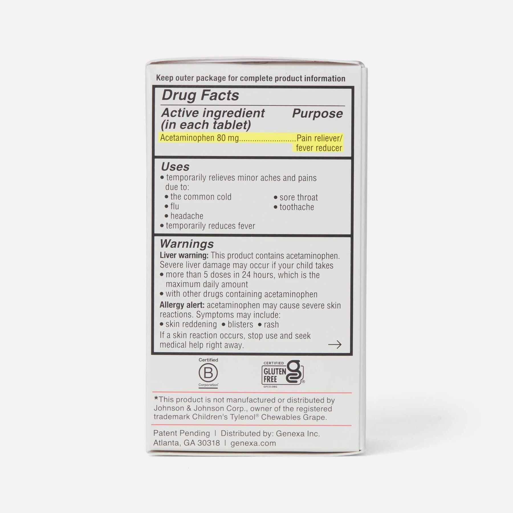 FSA Eligible Genexa Children's Acetaminophen Chewable, 24 ct. FSA Store