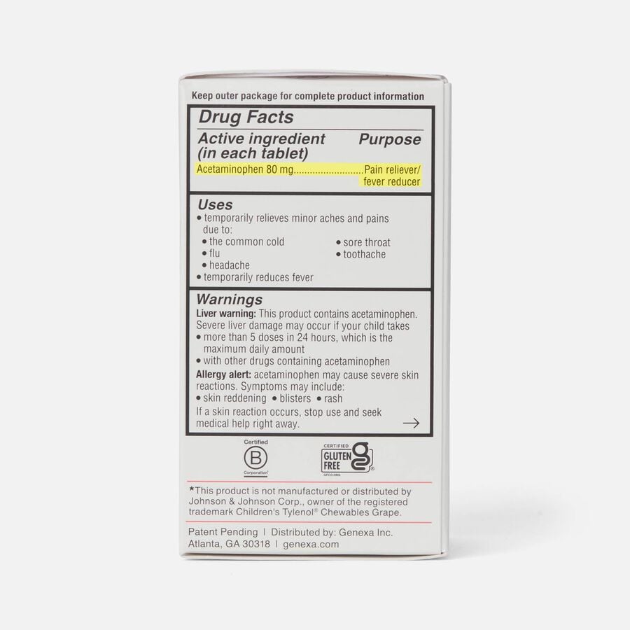 FSA Eligible Genexa Children's Acetaminophen Chewable, 24 ct. FSA Store