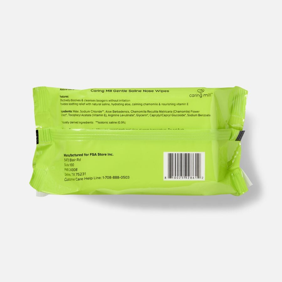 Caring Mill&trade; Gentle Saline Nose Wipes, Unscented, 30 ct. (2 pack), , large image number 2