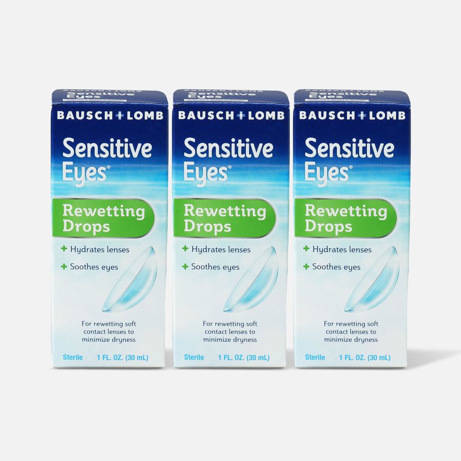 Sensitive Eyes Drops for Rewetting Soft Lenses to Minimize Dryness, 1 fl oz. (3-Pack), , large image number 0