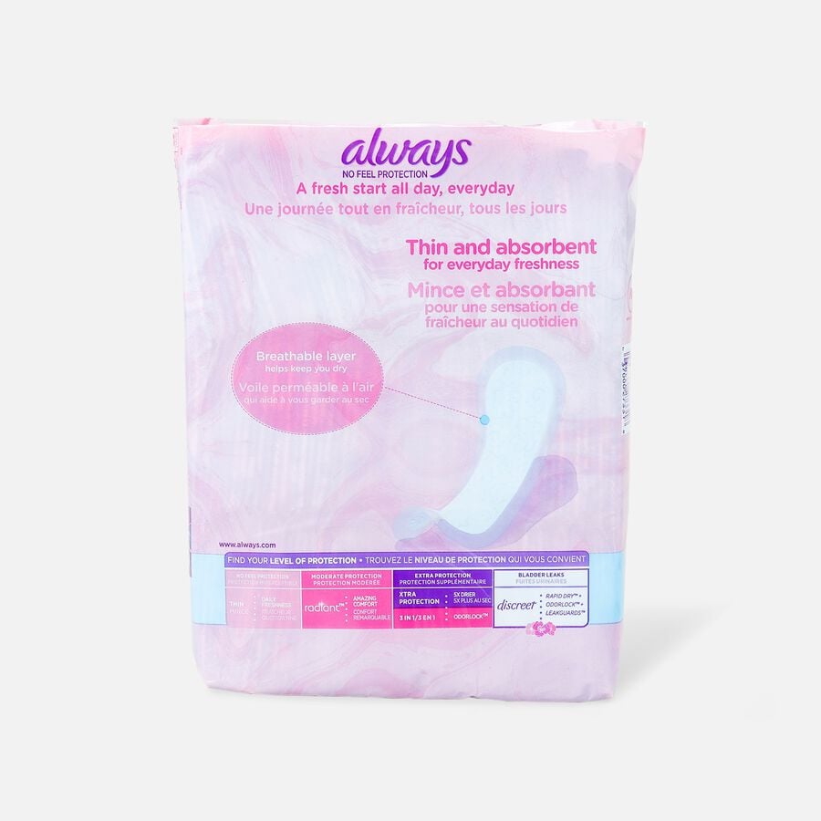 Always Thin No Feel Protection Daily Liners Regular Absorbency Unscented, 162 ct., , large image number 1