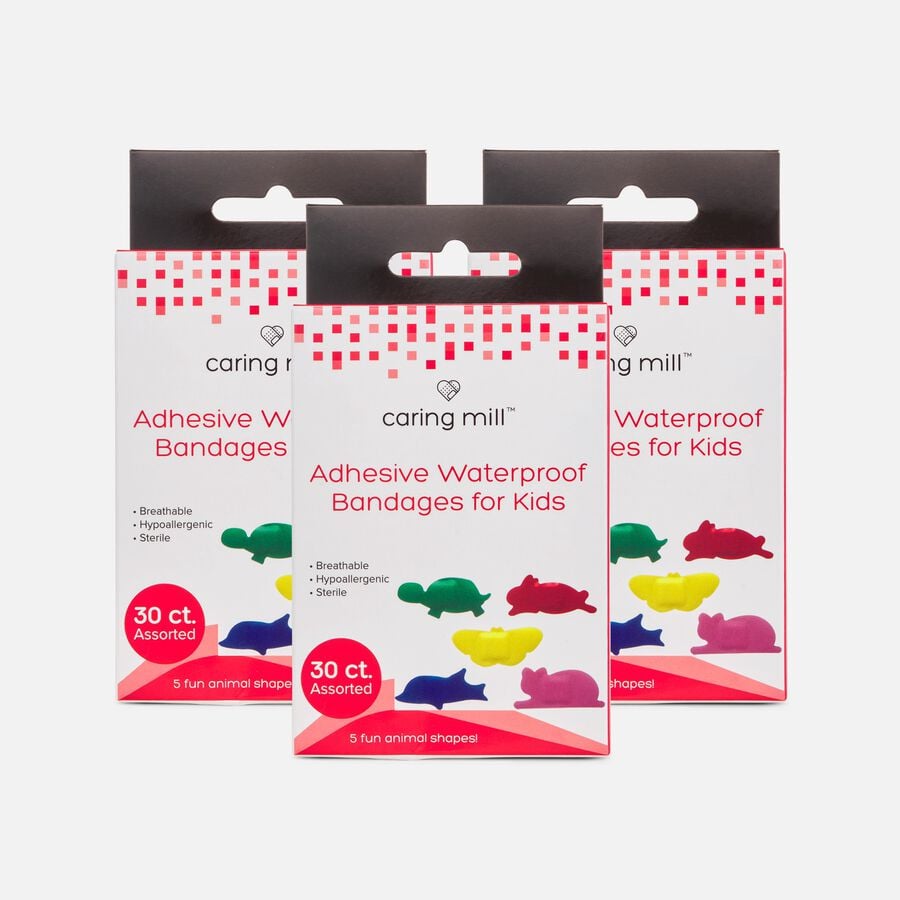 Caring Mill™ Adhesive Waterproof Bandages for Kids, Animal Shapes, 30 ct. (3-Pack), , large image number 0
