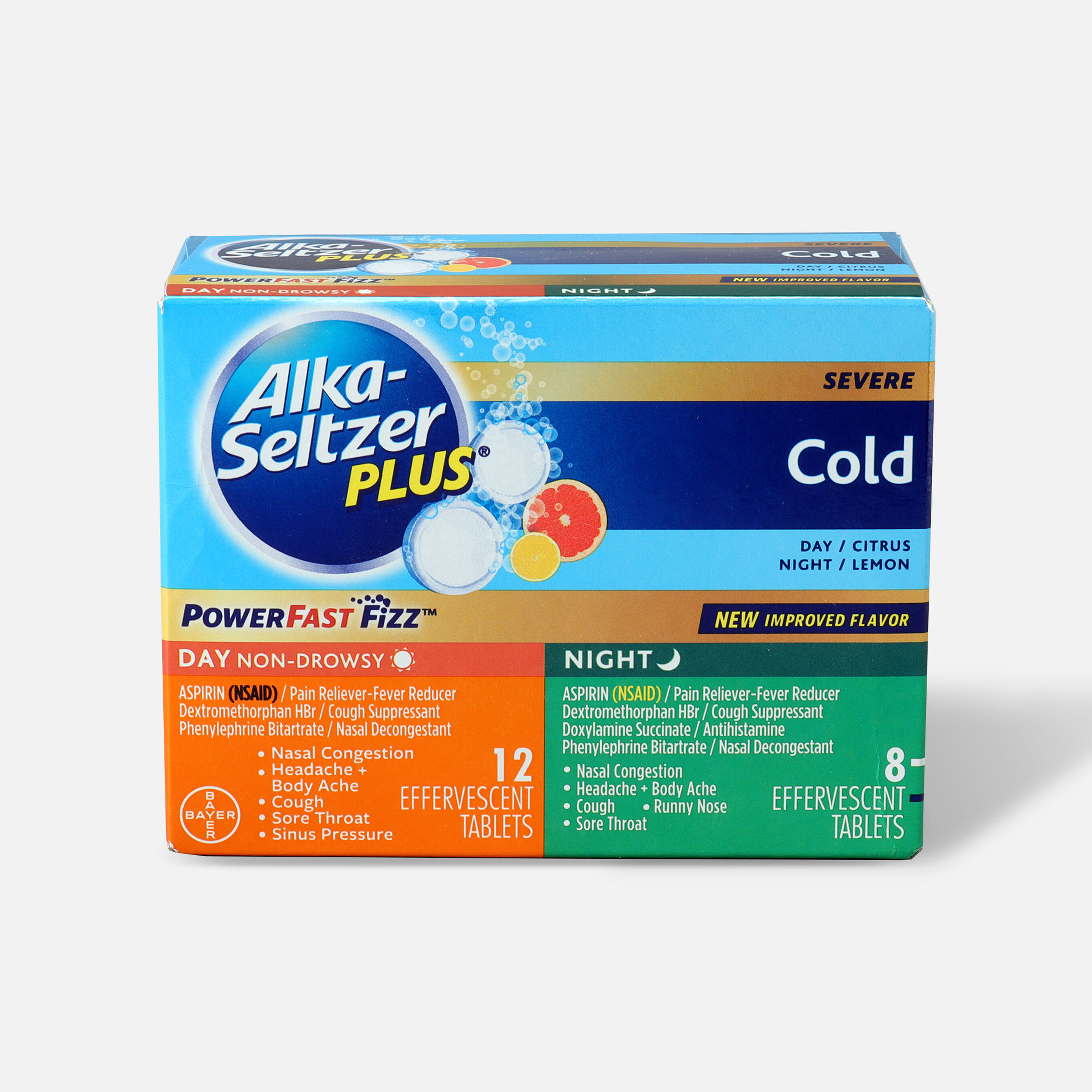 AlkaSeltzer Plus Cold PowerFast Fizz, Day & Night Effervescent Tablets