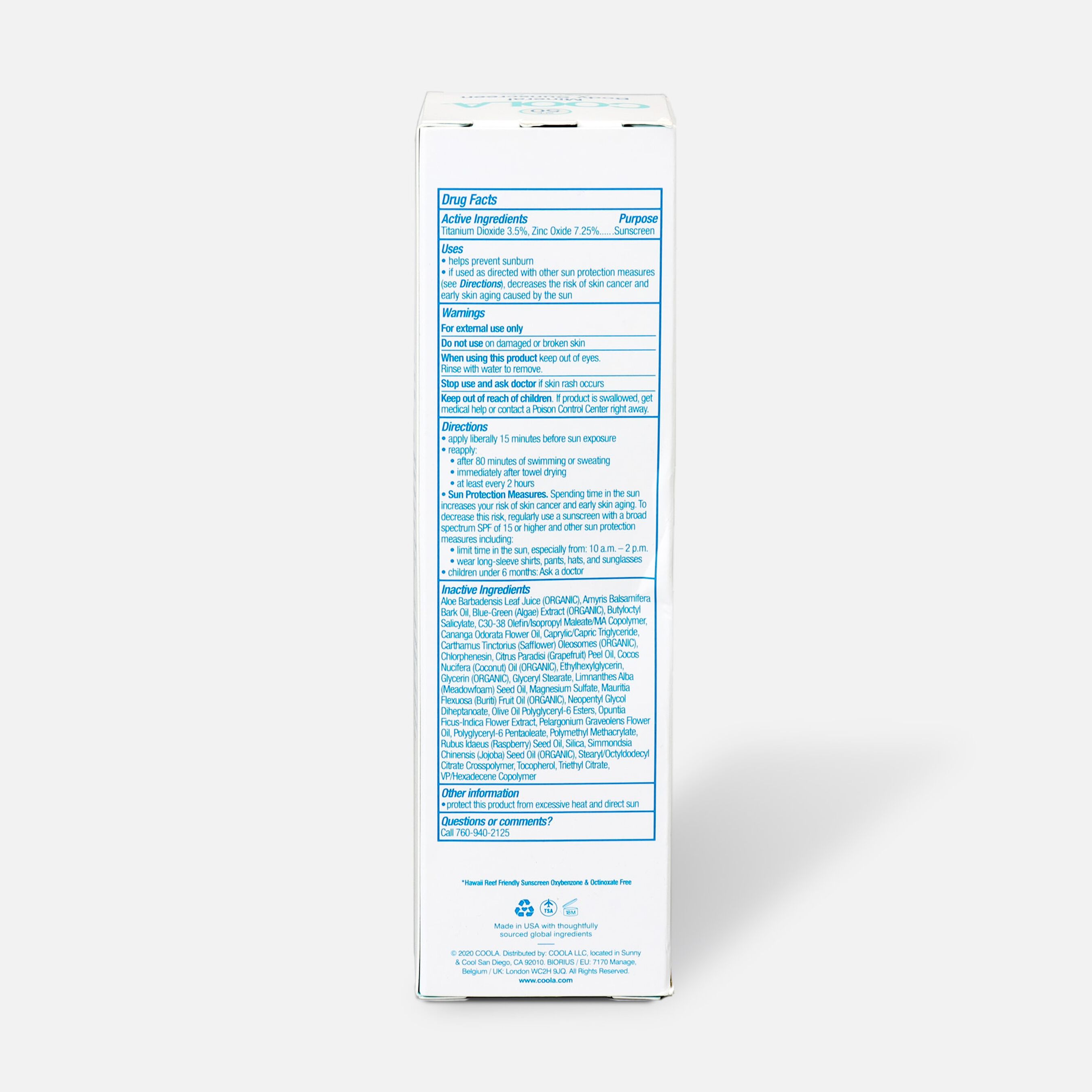 Coola Mineral Body Organic Sunscreen Lotion SPF 50 FragranceFree, 5 oz.