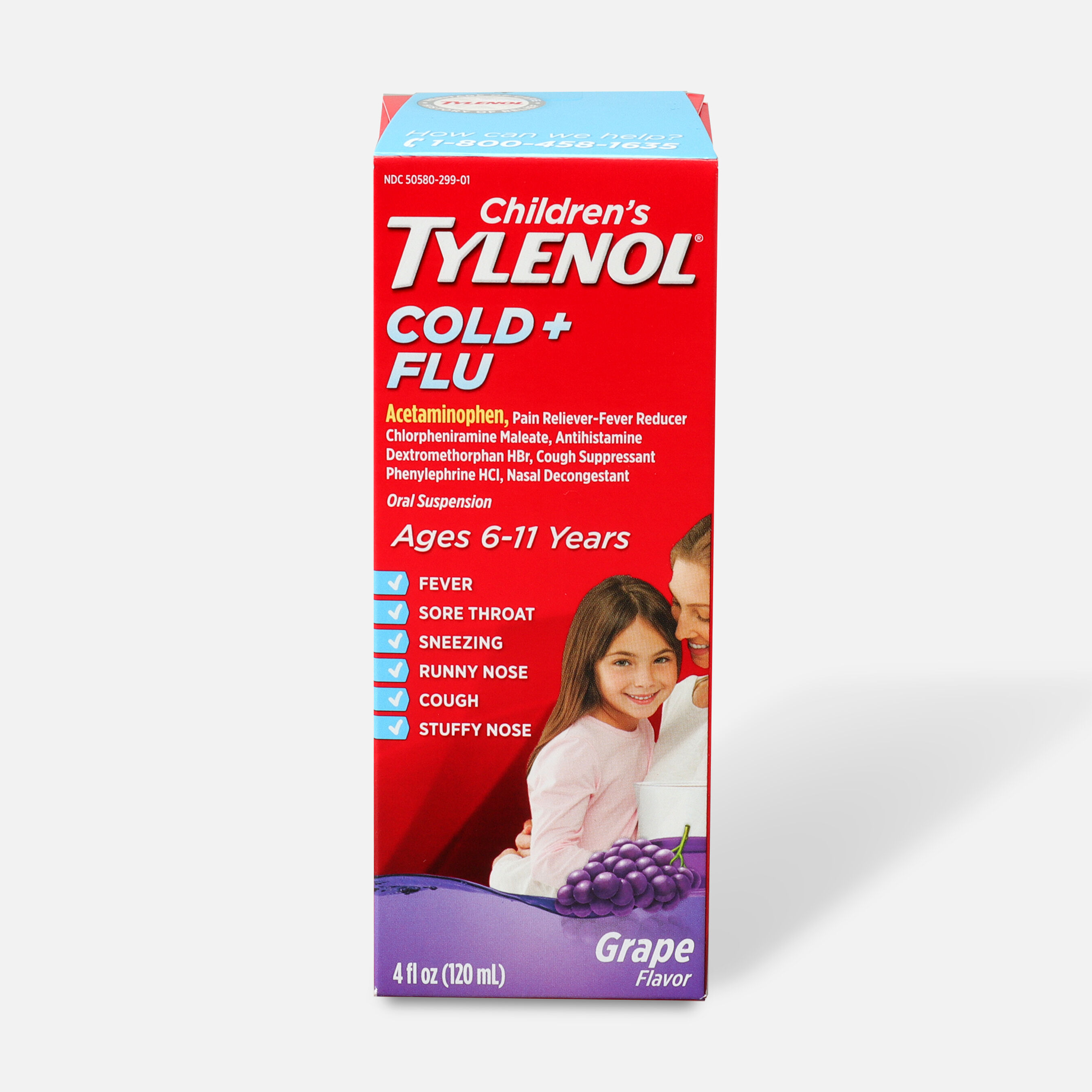Children's Tylenol Cold + Flu, Grape Flavor, 4 fl oz.