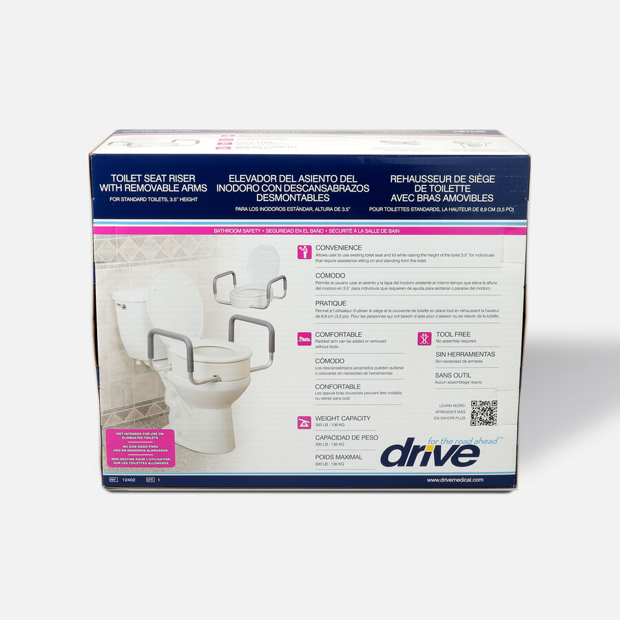 FSA Eligible Drive Medical Toilet Seat Riser with Removable Arms FSA