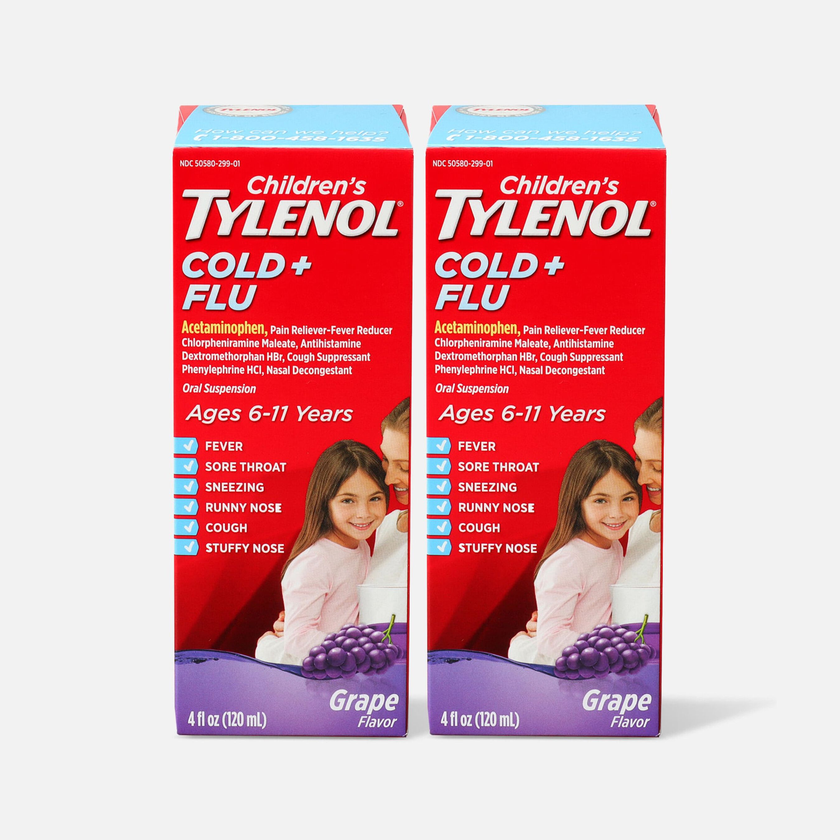 FSA Eligible Children's Tylenol Cold + Flu, Grape Flavor, 4 fl oz. (2