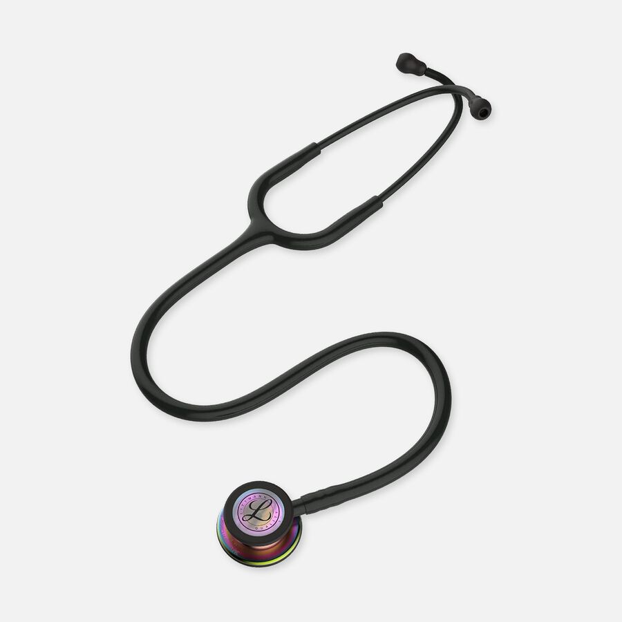 Littmann Classic III Stethoscope, Black Tube with Rainbow Finish Chestpiece, 27", Black, large image number 0