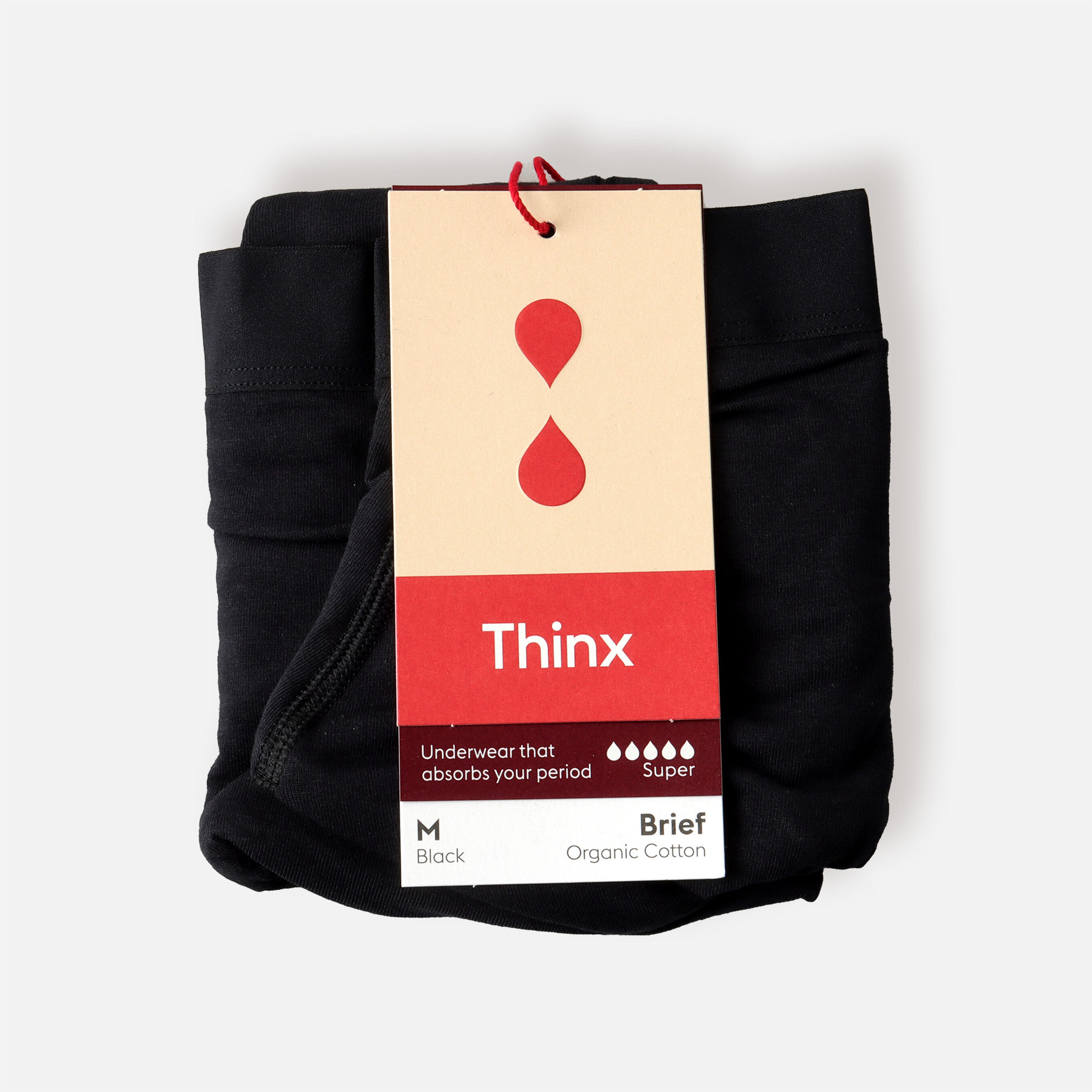Thinx Period Proof Cotton Super Brief, Black