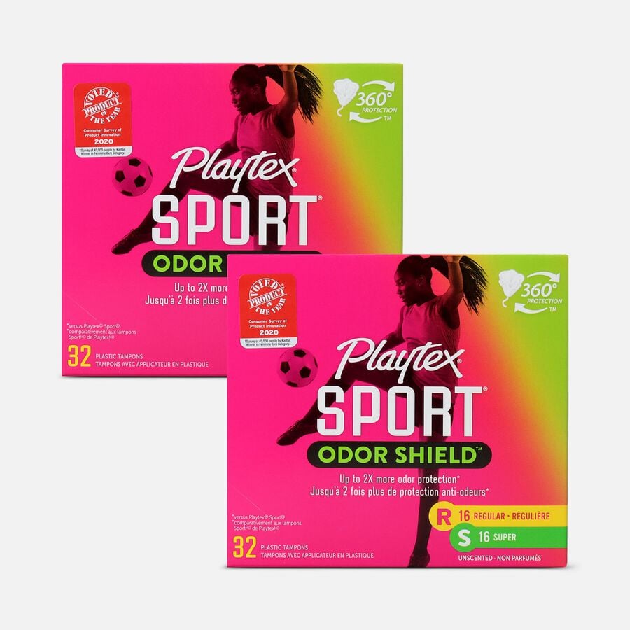 Playtex Sport Odor Shield Tampons, Multipack, 32 ct. (Reg/Super) (2-Pack), , large image number 0