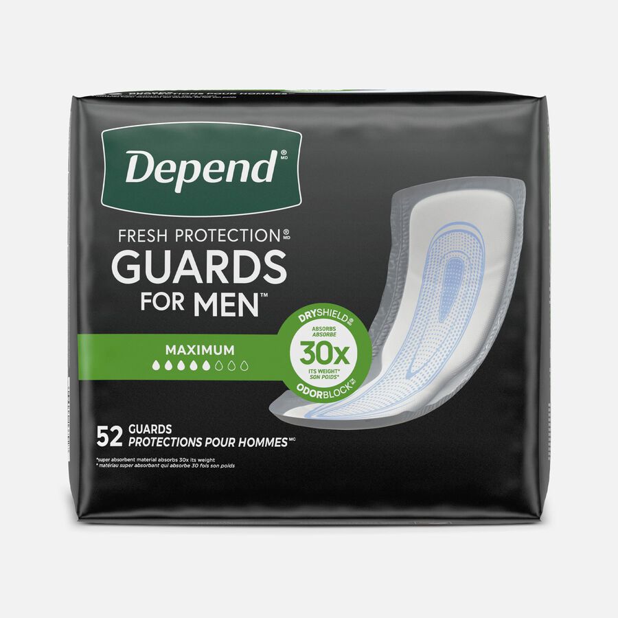 Depend Incontinence Guards for Men, Maximum Absorbency, 52 ct., , large image number 0