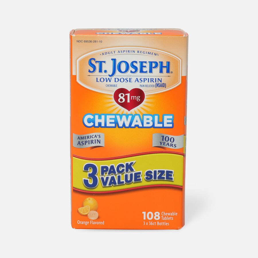 St. Joseph Low Dose Chewable Aspirin, 81 mg, Orange, , large image number 1