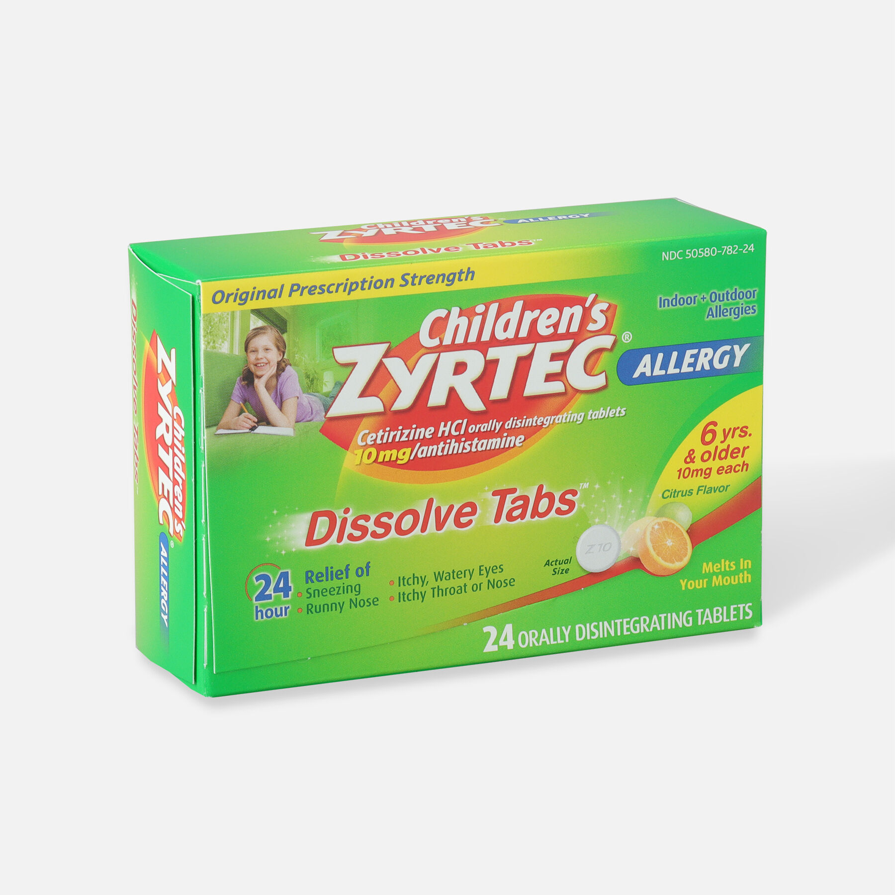 Children's Zyrtec Allergy Dissolve Tablets, Citrus Flavored