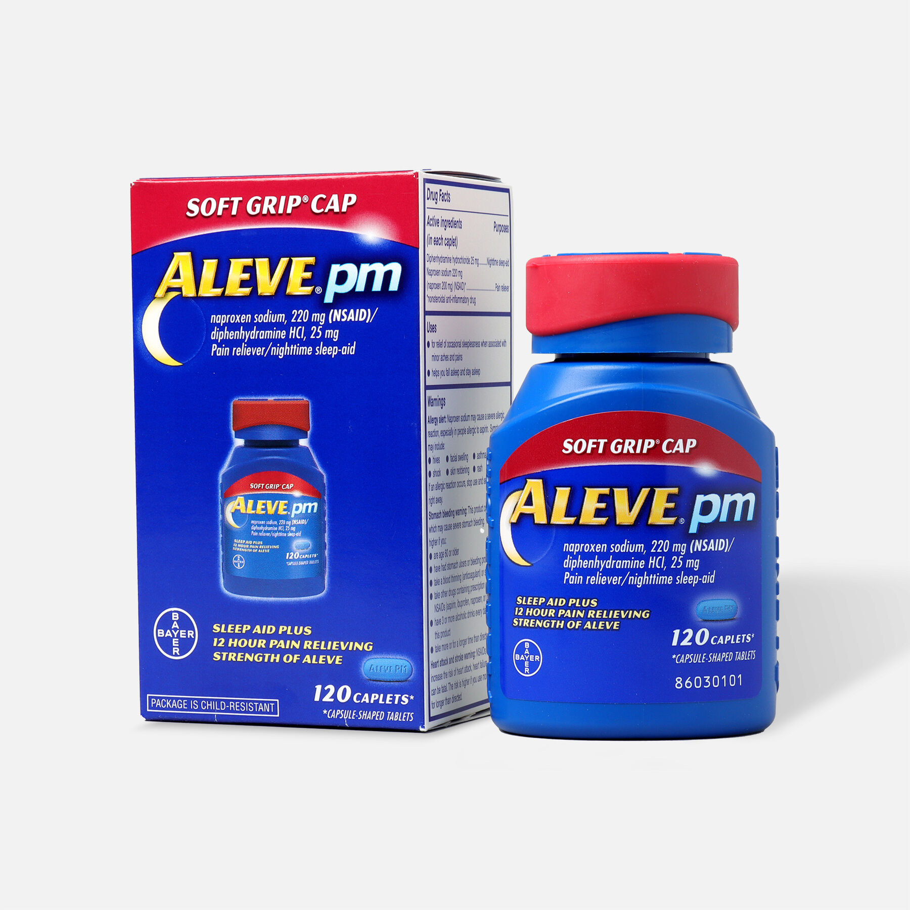 Aleve PM Caplets, Soft Grip Cap, 120ct