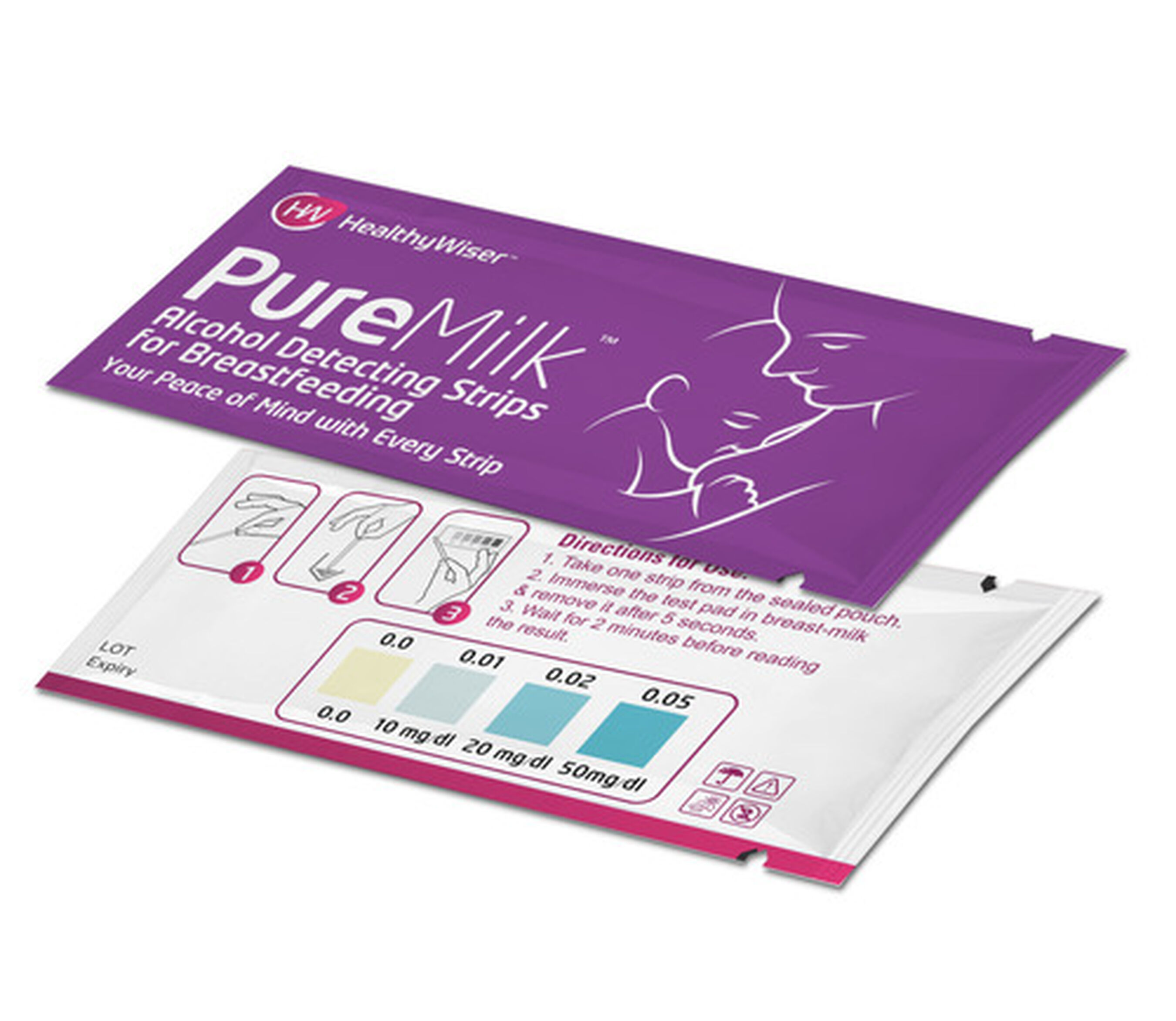 HealthyWiser PureMilk Breast Milk Alcohol Test Strips 25ct