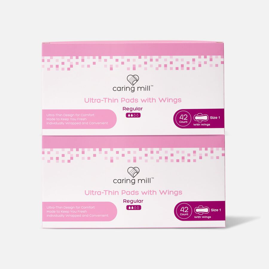 Caring Mill™ Ultra Thin Pads With Wings Size 1, 42 ct. (2-Pack), , large image number 0