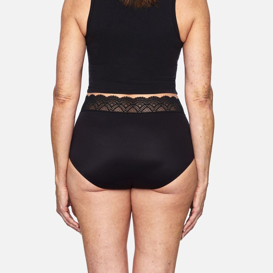 Thinx For All Leaks Signature Lace Very Light Hi-Waist Incontinence Underwear, Black, L, , large image number 3