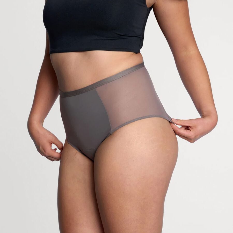 Thinx Comfort Stretch Hi-Waist All Day Period Underwear, Slate, Large, , large image number 1