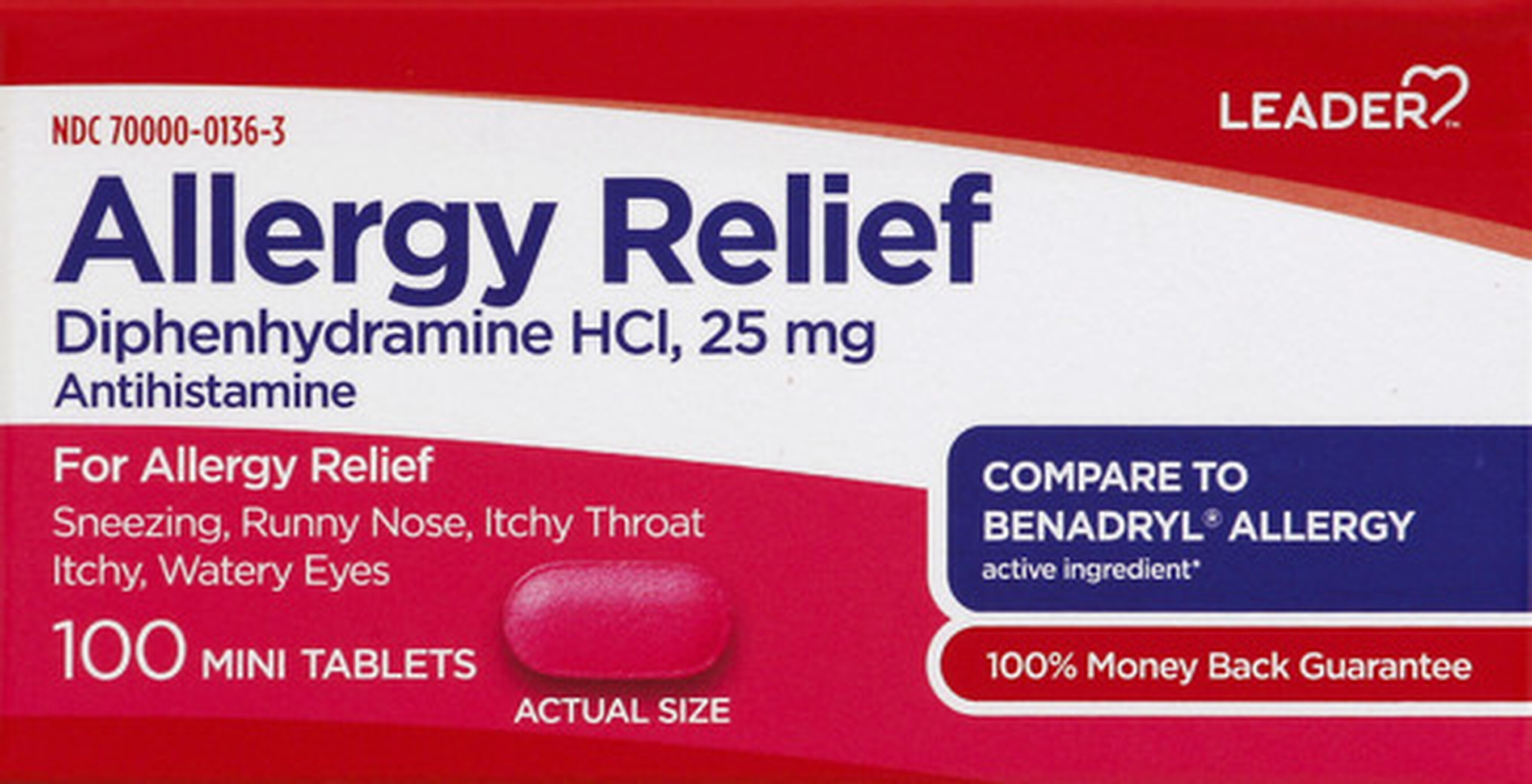LEADER™ Allergy Relief 25mg Mini Tablets 100 ct