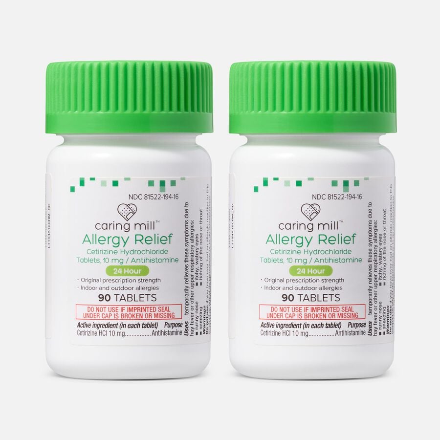 Caring Mill&trade; 24-Hour Allergy Relief Cetirizine Hydrochloride Tablets, 10mg (2-Pack), , large image number 0