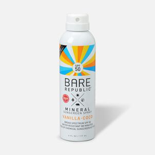 Bare Republic Mineral SPF 50 Sunscreen Spray, Vanilla-Coco, 6 fl oz.