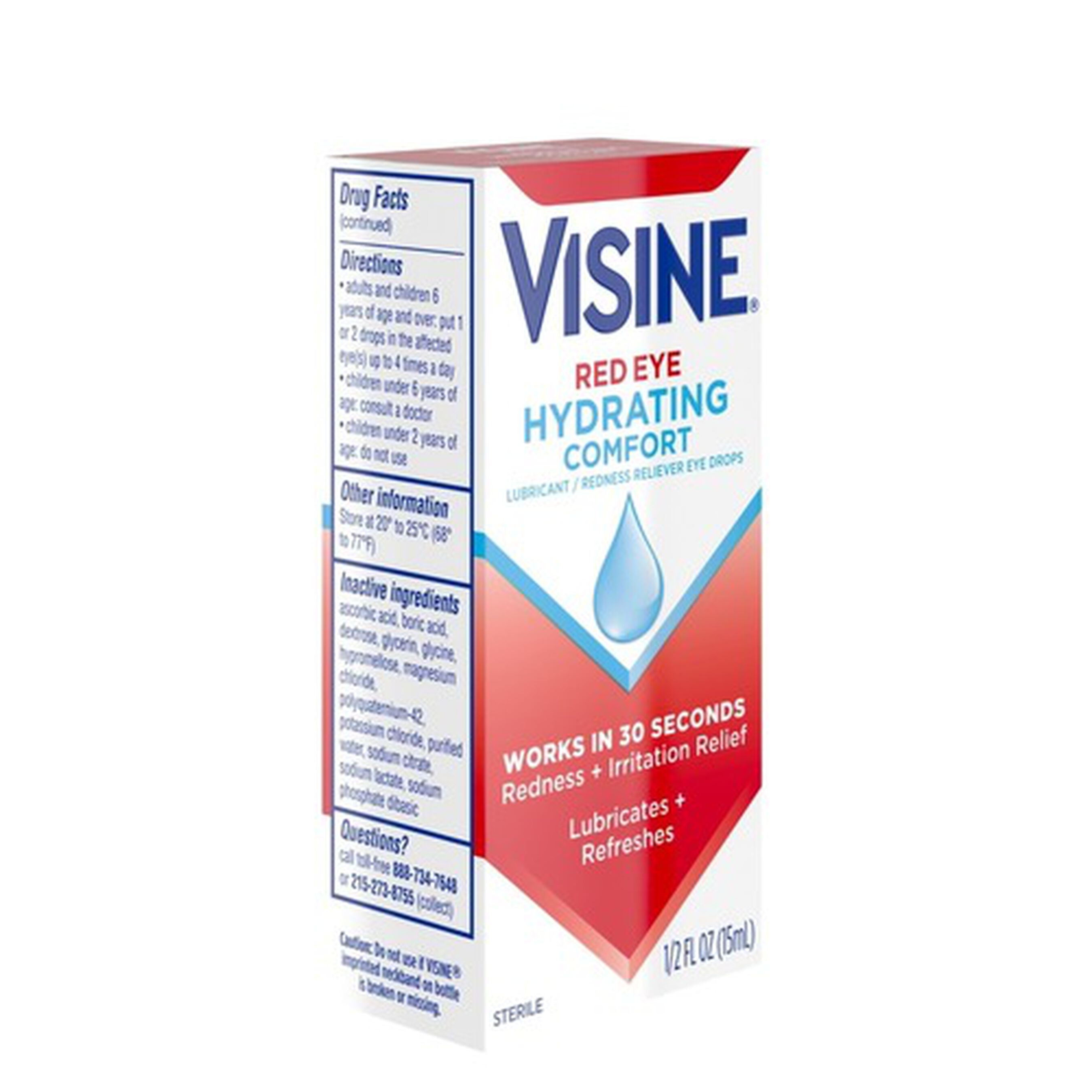 Visine Red Eye Hydrating Comfort Lubricating Eye Drops, 0.5 fl. oz