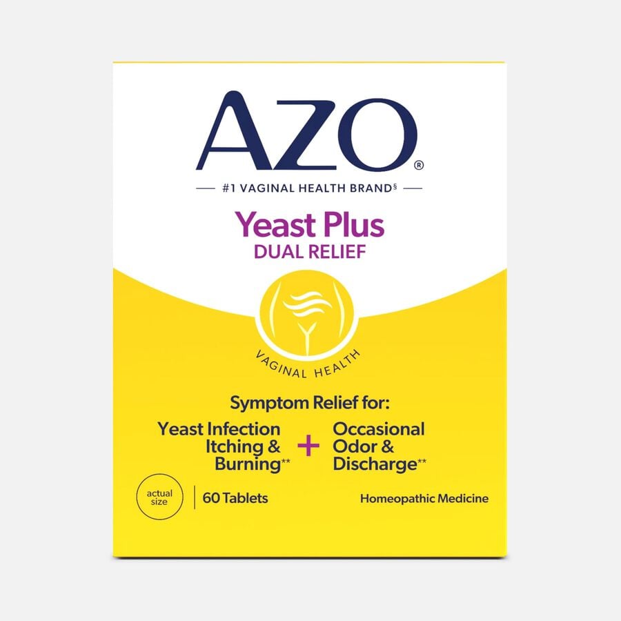 AZO Yeast, Natural Symptom Prevention & Relief, 400 mg, Tablets, 60 ct., , large image number 0