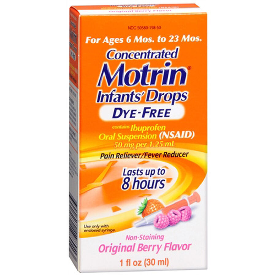 Motrin Pain Reliever/Fever Reducer, Infants' Drops, Berry Flavor, 1 oz., , large image number 0