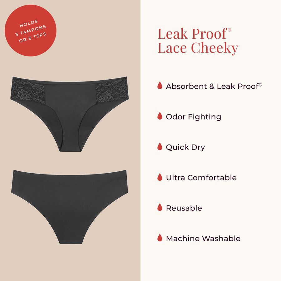 Proof® Period Underwear - Lace Cheeky (3 Tampons/6 tsps), , large image number 4