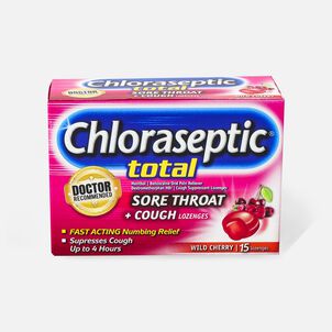 Chloraseptic Total, Wild Cherry, Sore Throat and Cough Lozenges, 15 ct.