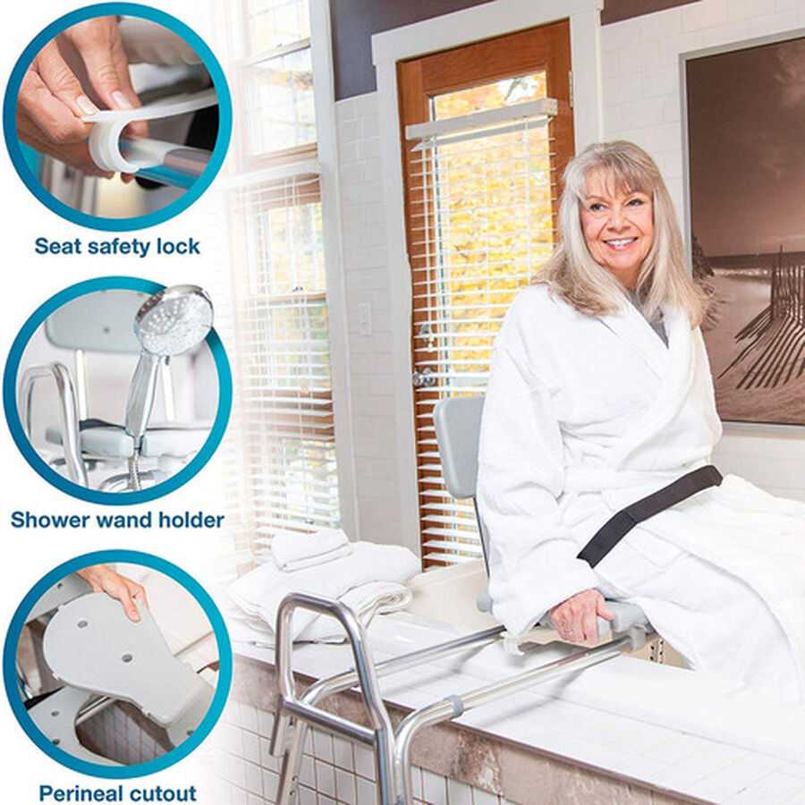 DMI® Sliding Transfer Bench Shower Chair with Cut-Out Seat, , large image number 6