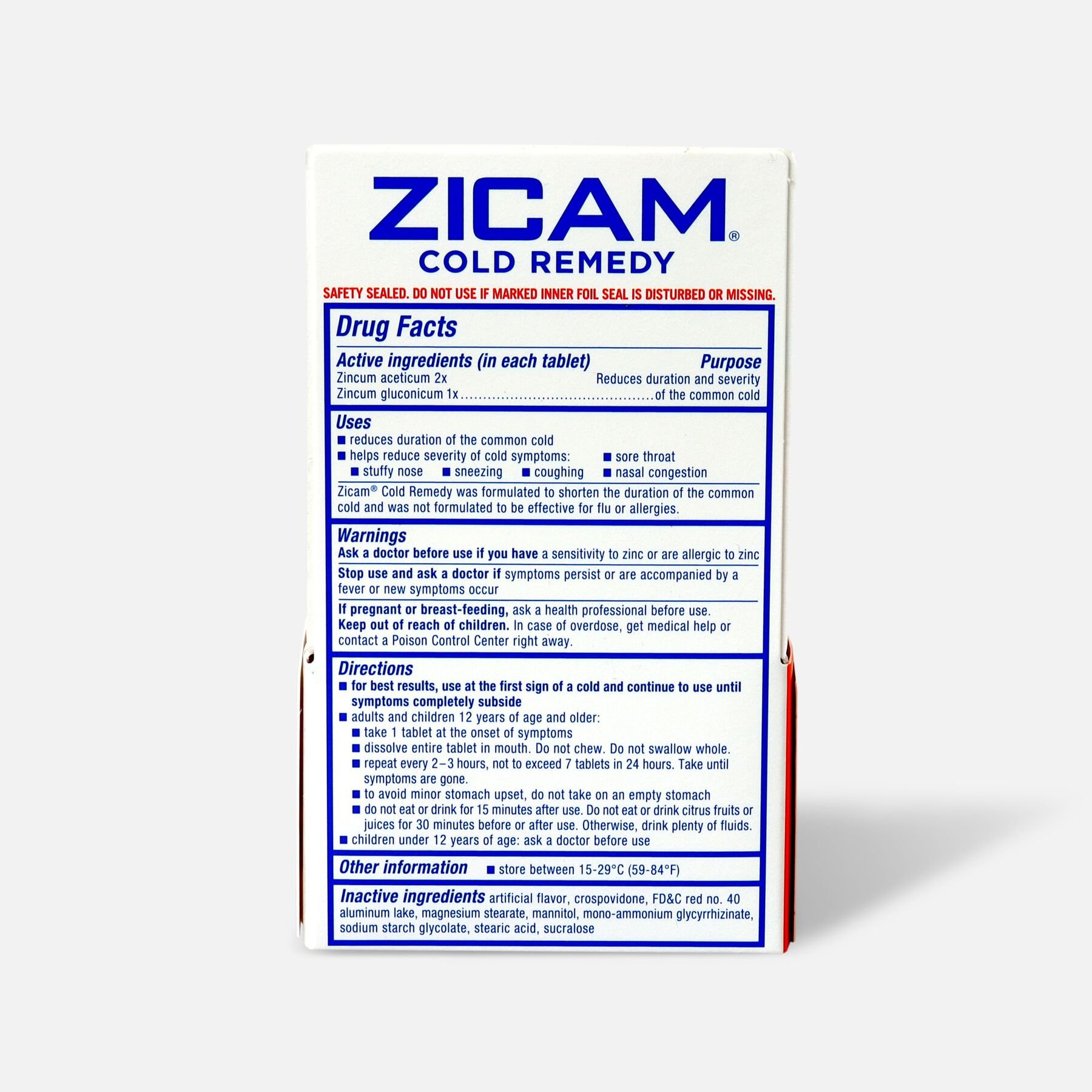 Zicam Cold Remedy Homeopathic Rapid Melts, Cherry, 25 ct.