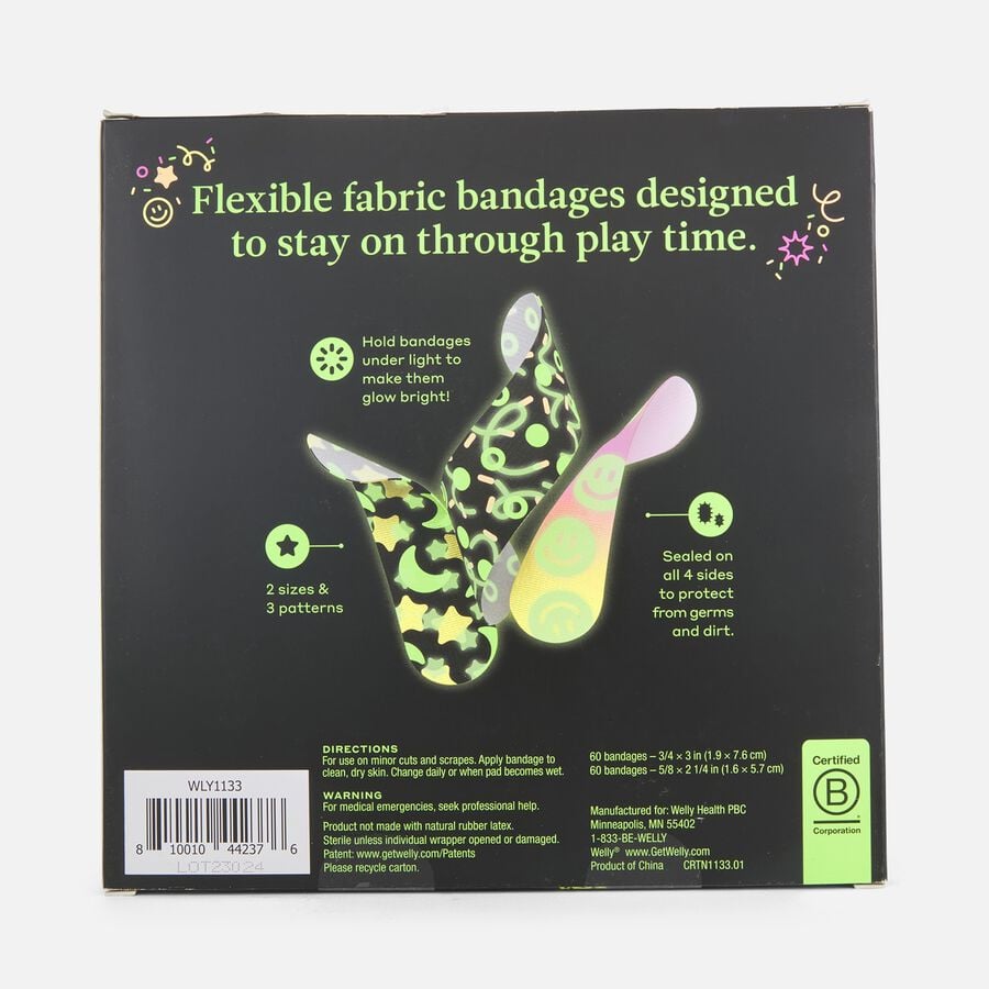 Welly Glow-in-the-Dark Flex Fabric Bandages Refill Pack, 120 ct., , large image number 1