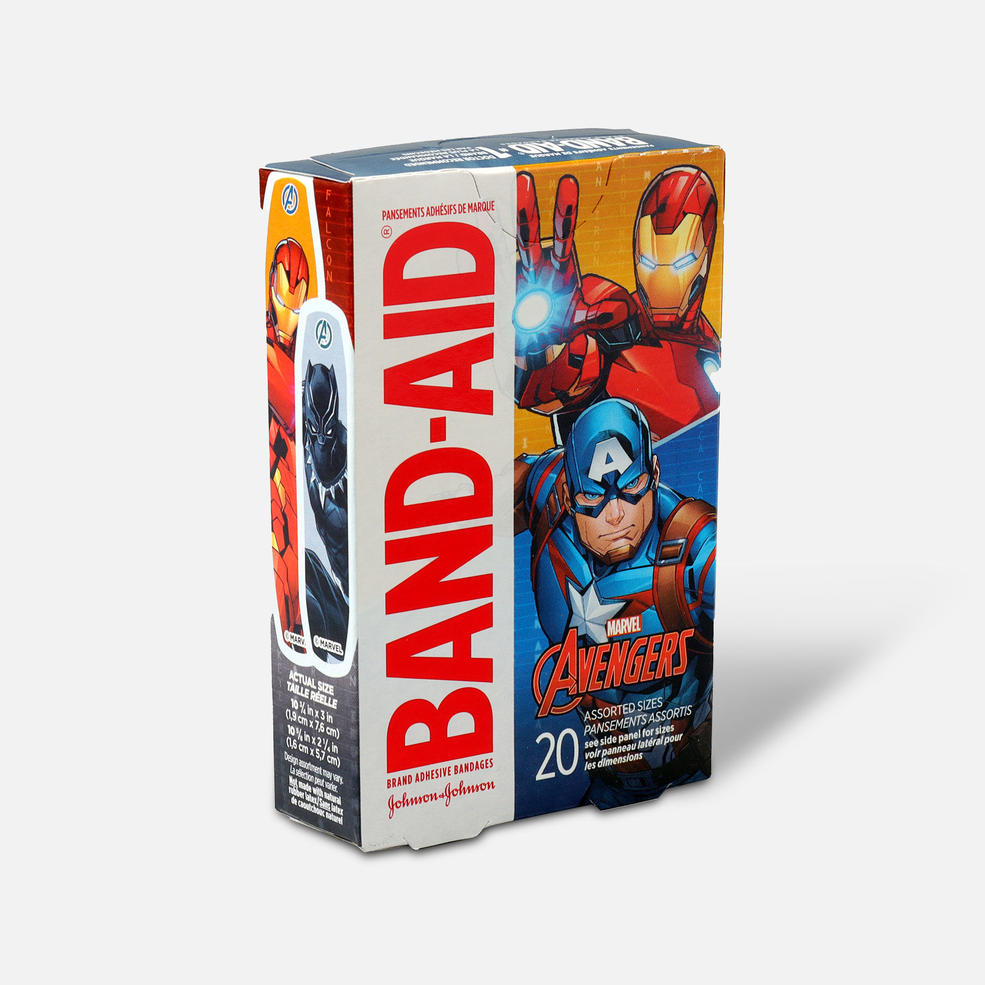 Marvel Avengers Band-Aids For Kids - 20 Count Assorted Sizes With Iron Man & Hulk Designs