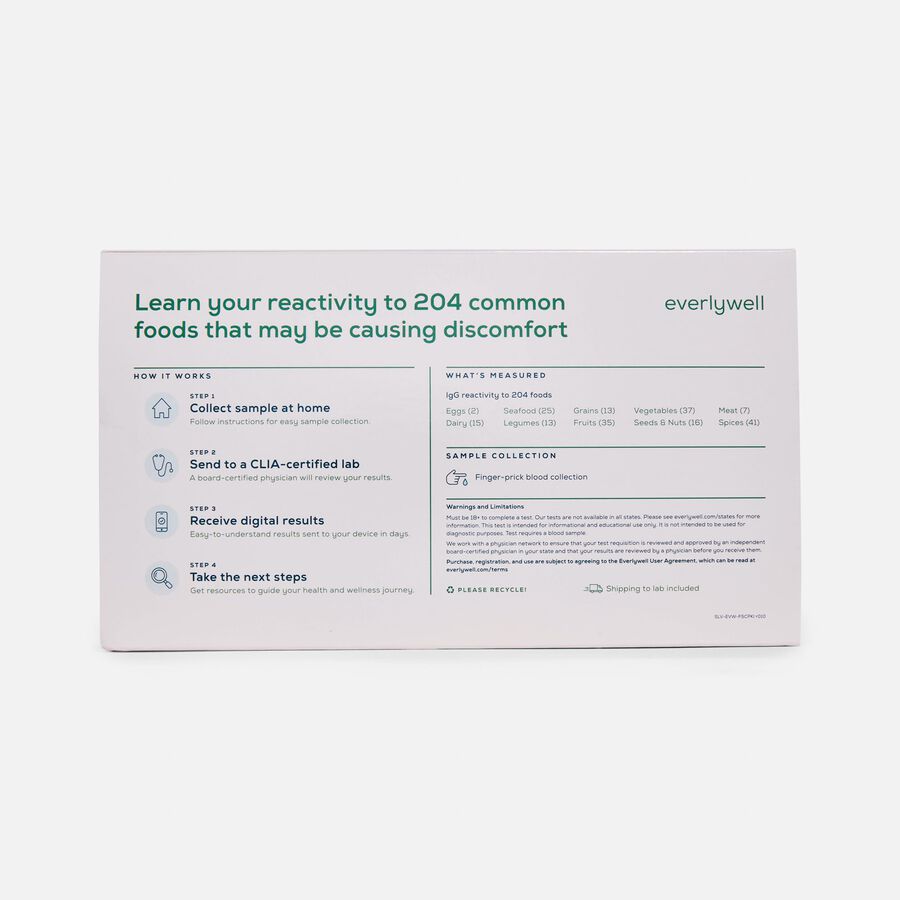 Everlywell Food Sensitivity Comprehensive Test, , large image number 1