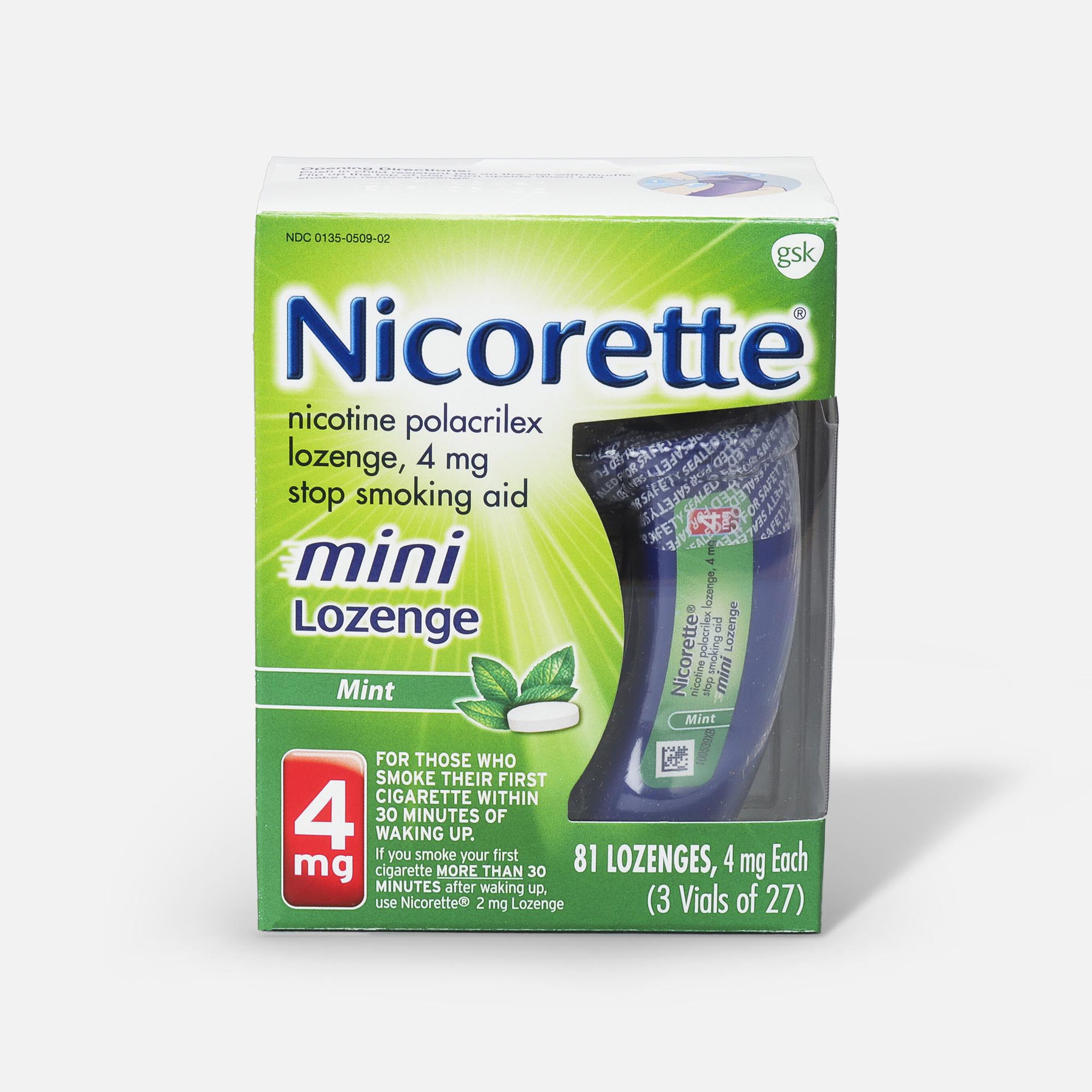 Nicorette Nicotine Lozenges, Mint, 4mg, 81 ct
